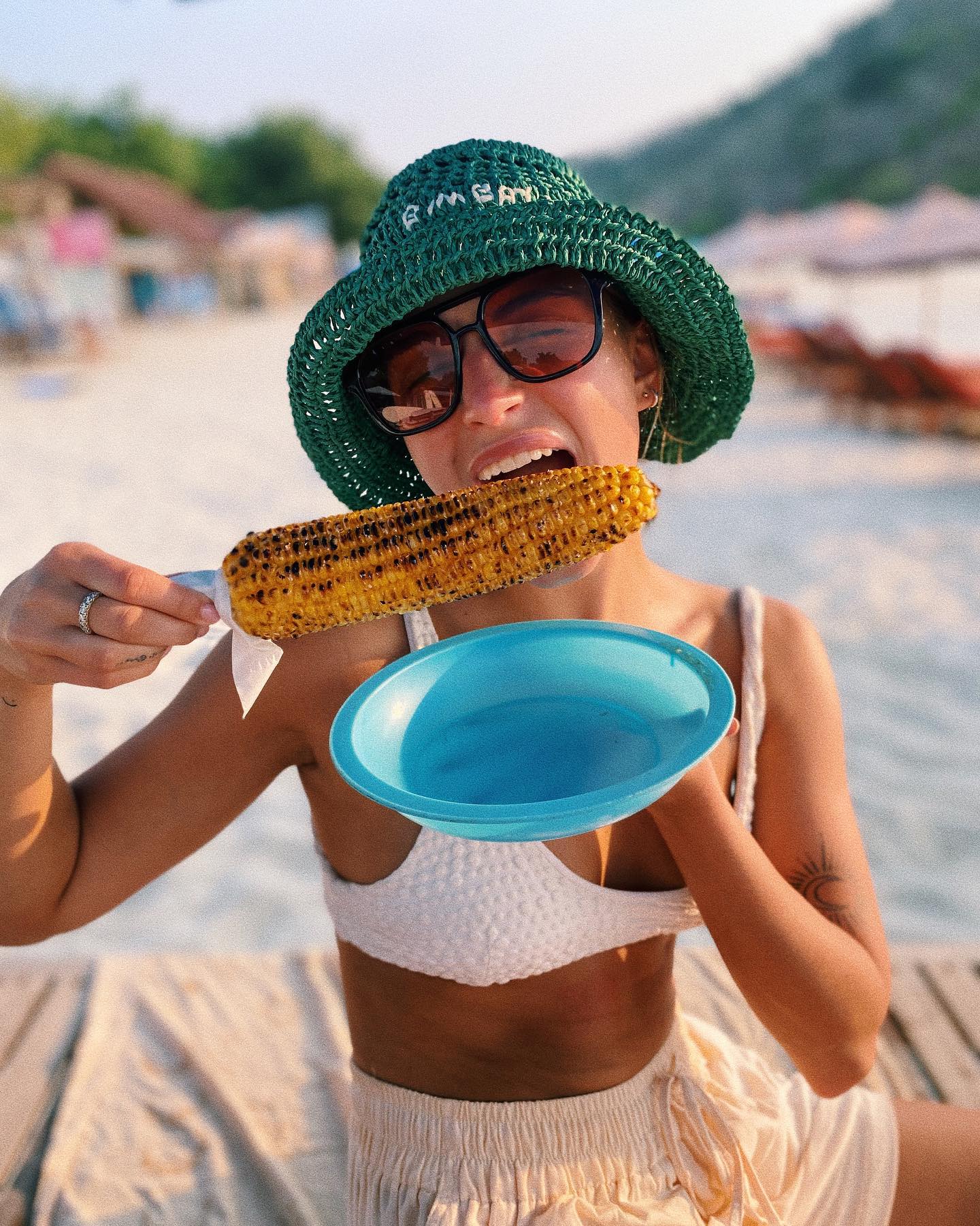 Julia Wieniawa smiles hot bikini