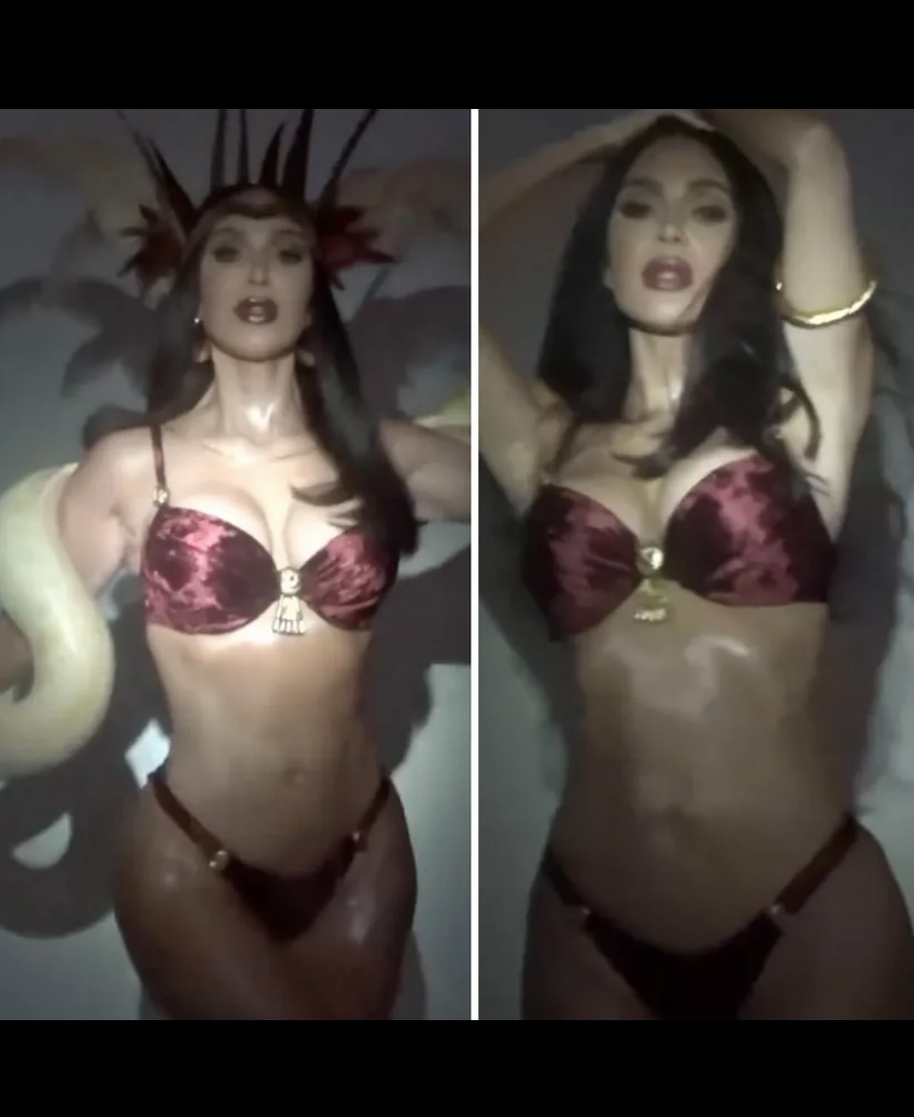 Salma Hayek modeling boobs